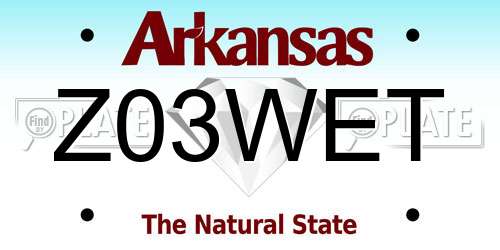 Z03WET Arkansas License Plate