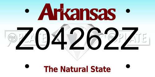 Z04262Z Arkansas License Plate
