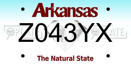 Z043YX Arkansas License Plate