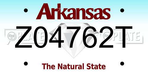Z04762T Arkansas License Plate