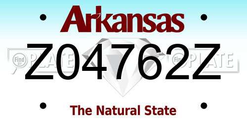 Z04762Z Arkansas License Plate