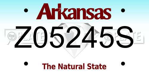 Z05245S Arkansas License Plate