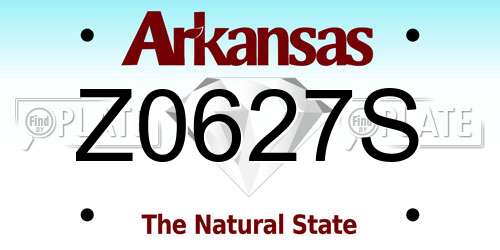Z0627S Arkansas License Plate