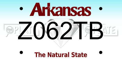 Z062TB Arkansas License Plate