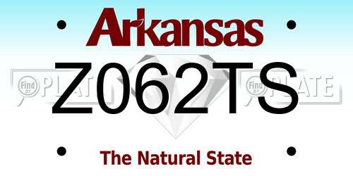 Z062TS Arkansas License Plate