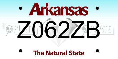 Z062ZB Arkansas License Plate