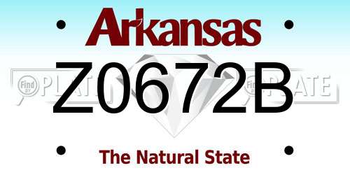 Z0672B Arkansas License Plate