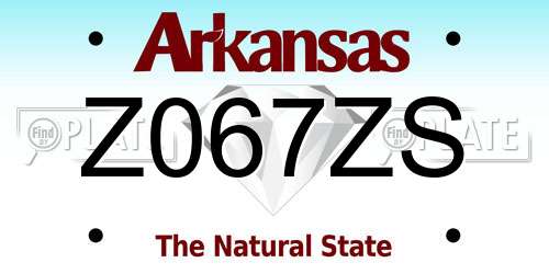 Z067ZS Arkansas License Plate