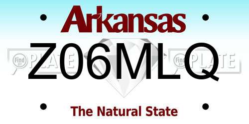 Z06MLQ Arkansas License Plate
