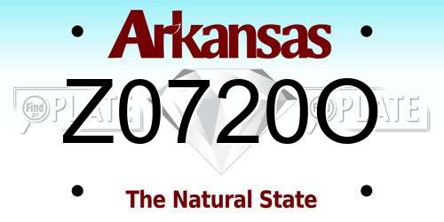 Z0720O Arkansas License Plate