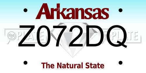 Z072DQ Arkansas License Plate