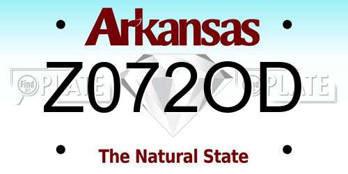 Z072OD Arkansas License Plate