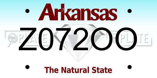 Z072OO Arkansas License Plate