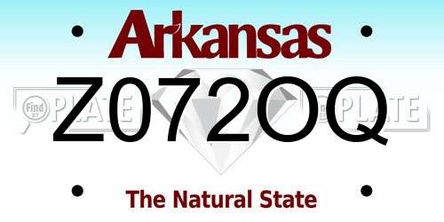 Z072OQ Arkansas License Plate