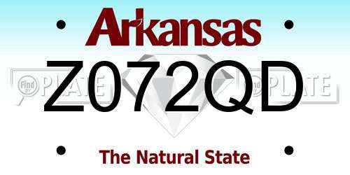 Z072QD Arkansas License Plate