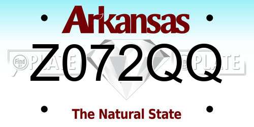 Z072QQ Arkansas License Plate