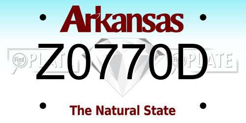 Z0770D Arkansas License Plate