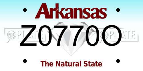 Z0770O Arkansas License Plate