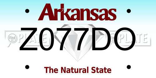 Z077DO Arkansas License Plate