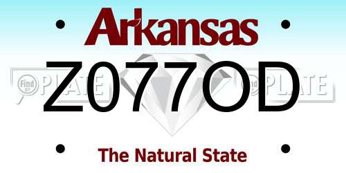 Z077OD Arkansas License Plate