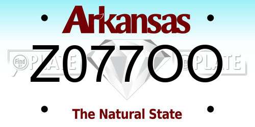 Z077OO Arkansas License Plate