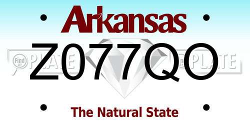 Z077QO Arkansas License Plate