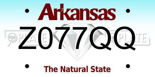 Z077QQ Arkansas License Plate