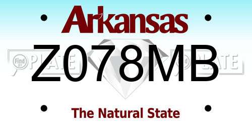 Z078MB Arkansas License Plate