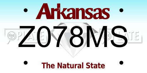 Z078MS Arkansas License Plate
