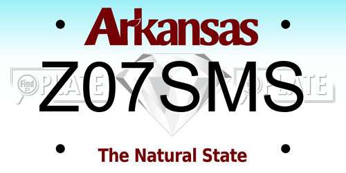 Z07SMS Arkansas License Plate