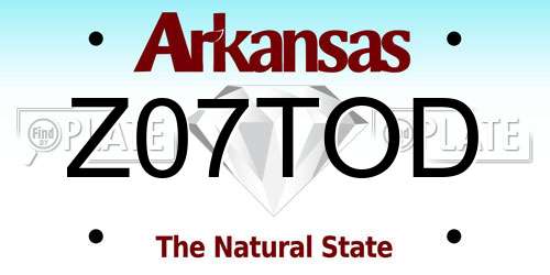 Z07TOD Arkansas License Plate