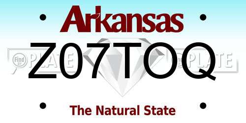 Z07TOQ Arkansas License Plate