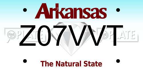 Z07VVT Arkansas License Plate