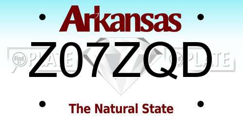 Z07ZQD Arkansas License Plate