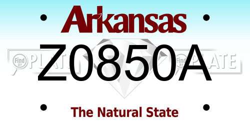 Z0850A Arkansas License Plate
