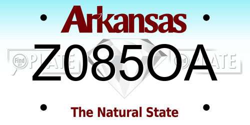 Z085OA Arkansas License Plate