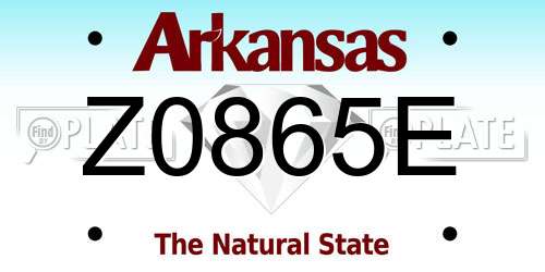 Z0865E Arkansas License Plate