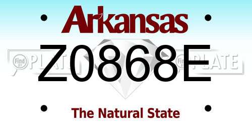 Z0868E Arkansas License Plate
