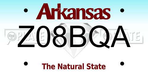 Z08BQA Arkansas License Plate