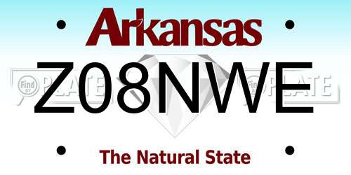 Z08NWE Arkansas License Plate