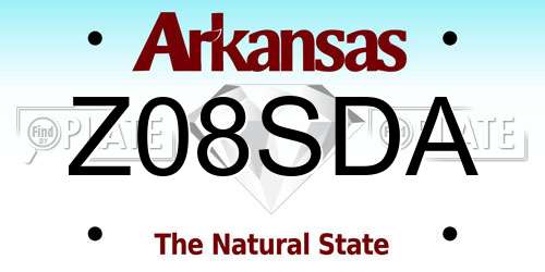 Z08SDA Arkansas License Plate