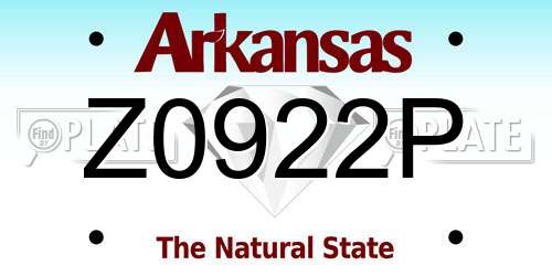 Z0922P Arkansas License Plate