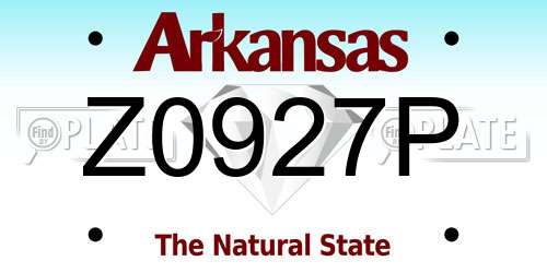 Z0927P Arkansas License Plate