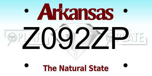 Z092ZP Arkansas License Plate