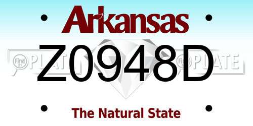 Z0948D Arkansas License Plate