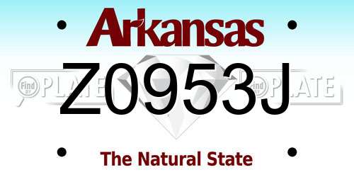 Z0953J Arkansas License Plate