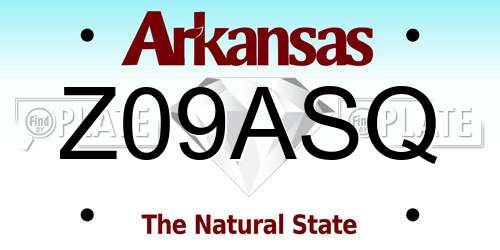 Z09ASQ Arkansas License Plate