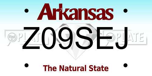 Z09SEJ Arkansas License Plate