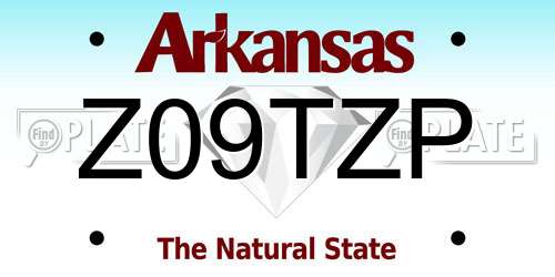 Z09TZP Arkansas License Plate