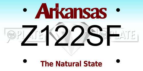 Z122SF Arkansas License Plate